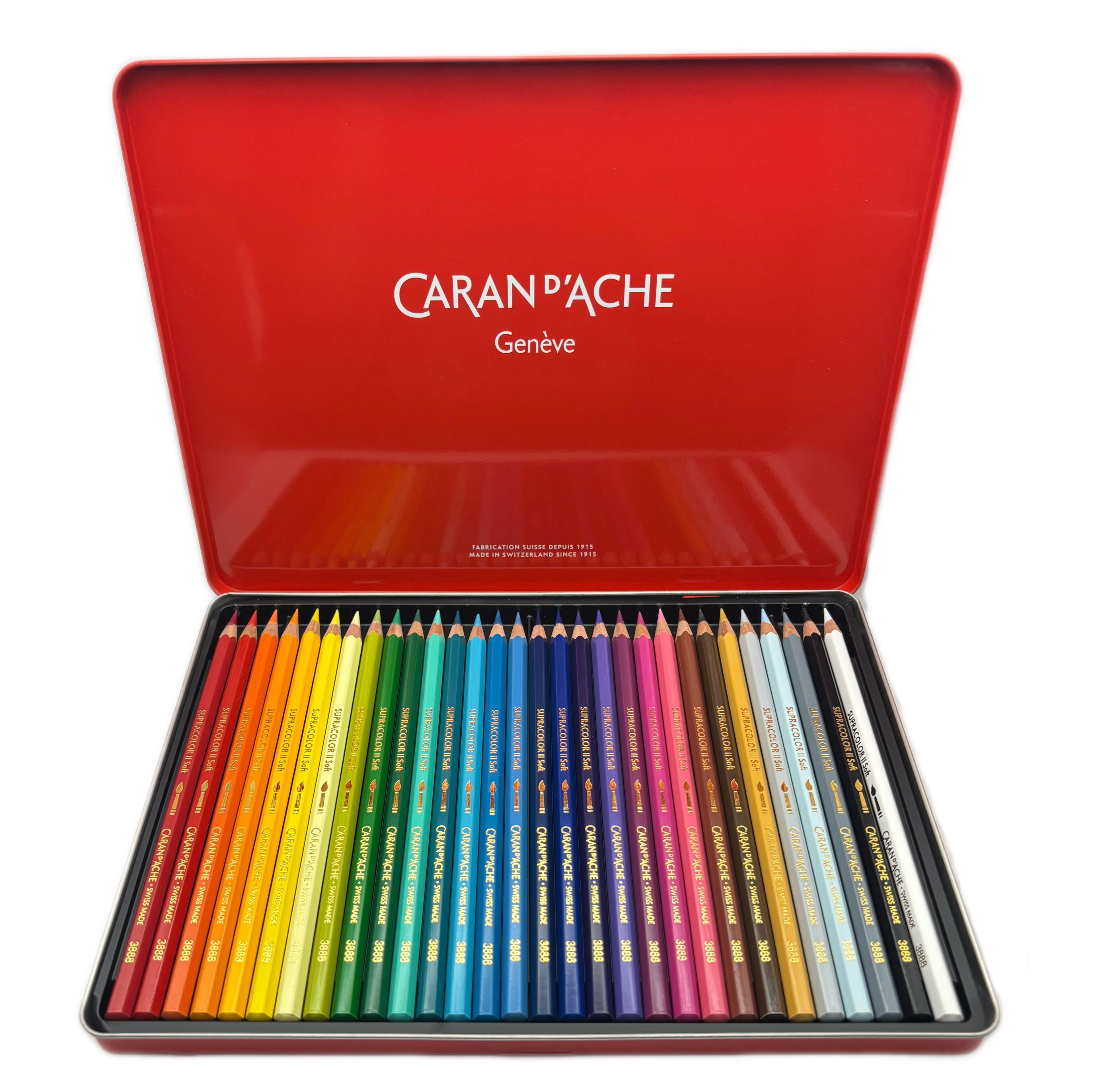 [Preowned] Caran d’ache Supracolor II Soft 30 Colours In Metal Tin Swiss Made Water Soluble Coloured Pencils - Like New