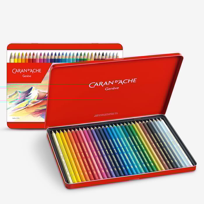 [Preowned] Caran d’ache Supracolor II Soft 30 Colours In Metal Tin Swiss Made Water Soluble Coloured Pencils - Like New