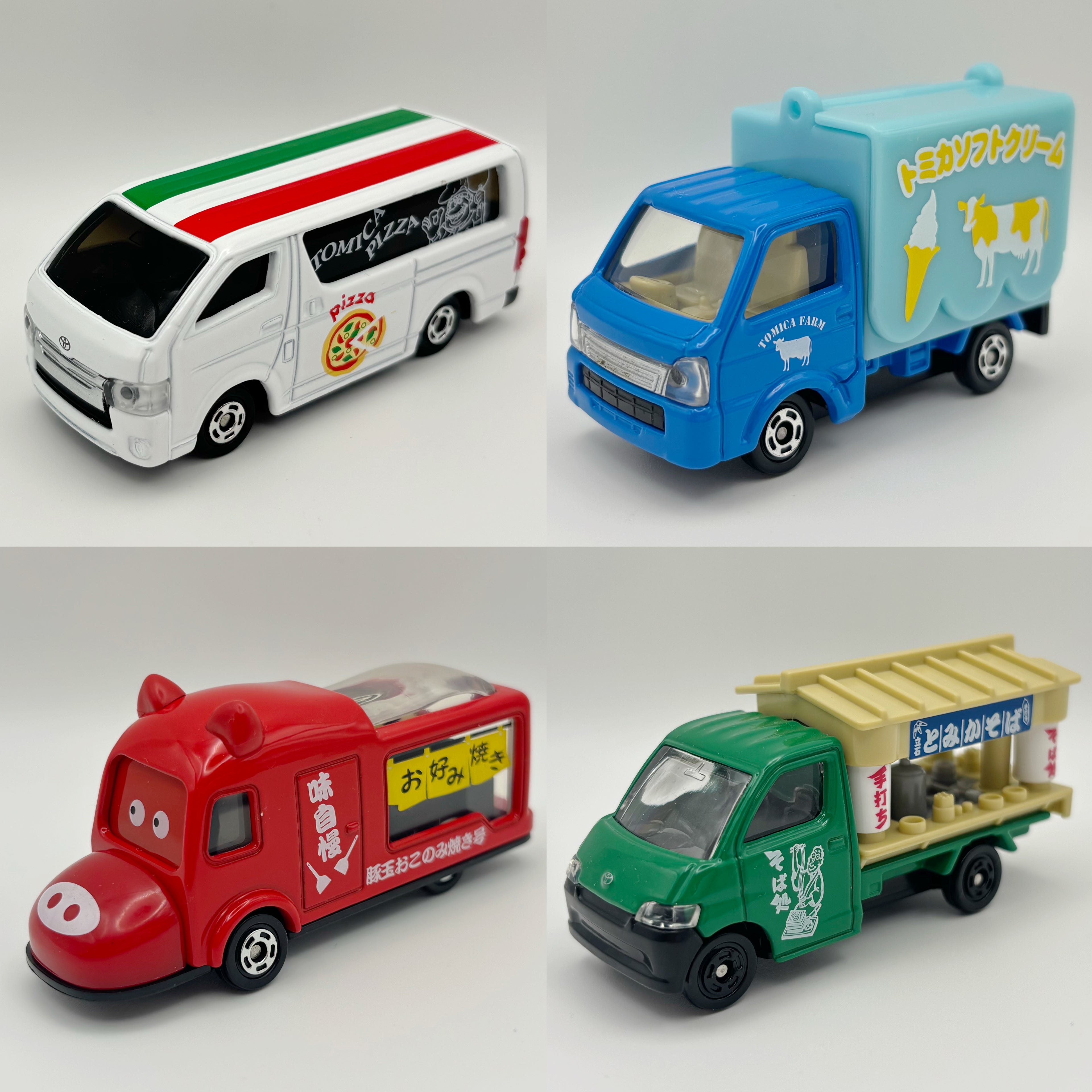 [Ex-Display] Takara Tomy Tomica Exciting Food Shop Trucks Set Of 4 Die-cast Vehicles Toy Cars